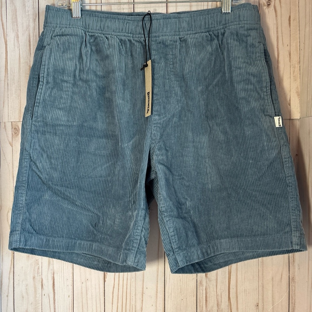 Birdwell Britches Shorts Mens Medium Corduroy Elastic Waist Drawstring Blue Grey